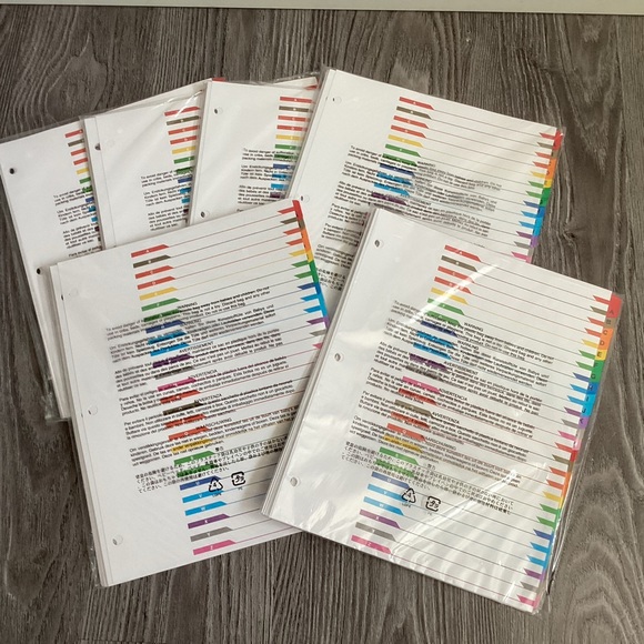 Amazon Basics A-Z Tab Dividers for 3 Ring Binder, 6 sets - Picture 6 of 7